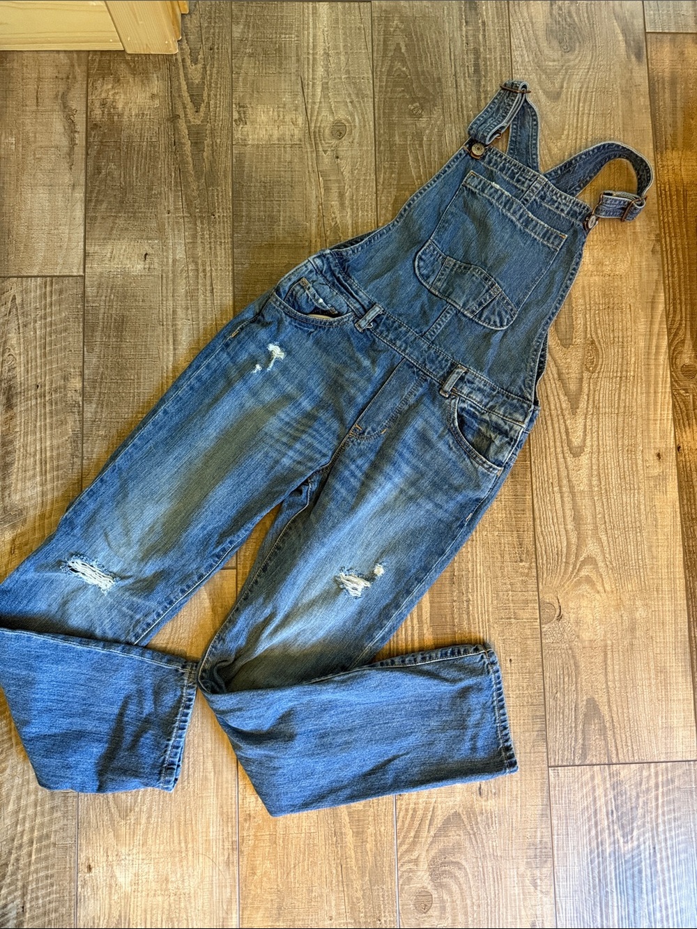 GAP KIDS Distressed Denim Overalls - Blue